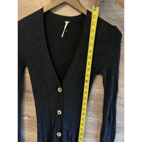 Free People Free-Est Hailee Long Sleeve Sweater Dress Waffle Black XS Button - Picture 10 of 12